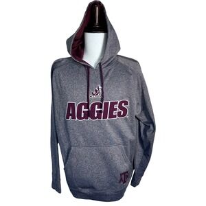 TEXAS A&M Men's Large Gray Maroon Aggies Hoodie Pullover Champion Elite College
